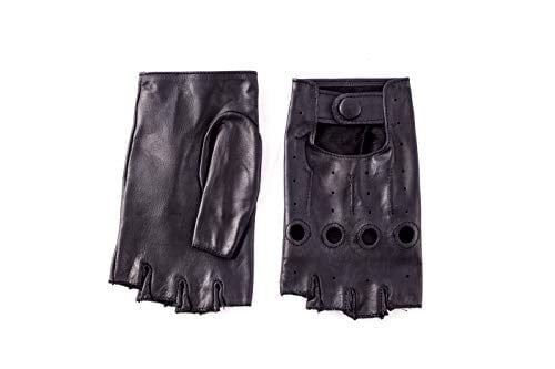 Voyage Fingerless Kadın Deri Sürücü Eldiven (Siyah)