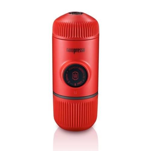 WACACO Nanopresso Taşınabilir Espresso Makinesi, Minipresso'nun Yükseltme Sürümü, 18 Bar Basınç, Ekstra Küçük Seyahat Kahve Makinesi, Elle Çalıştırılır. Mutfak ve Ofis İçin Mükemmel (Kırmızı)