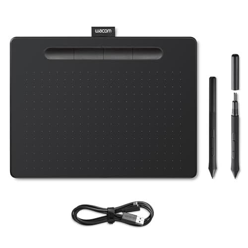 Wacom Intuos Medium çizim tableti, çizim ve fotoğraf düzenleme için tablet, basınca duyarlı kalemli, siyah, ev ofis ve e-öğrenme için ideal - Seçenekler: Small, Medium, Kablo, Kablo + Bluetooth