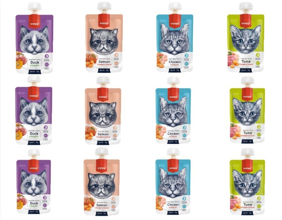 Wanpy 4 Çeşit Karma Kedi Et Ezmesi 90 Gr. X 12 Adet