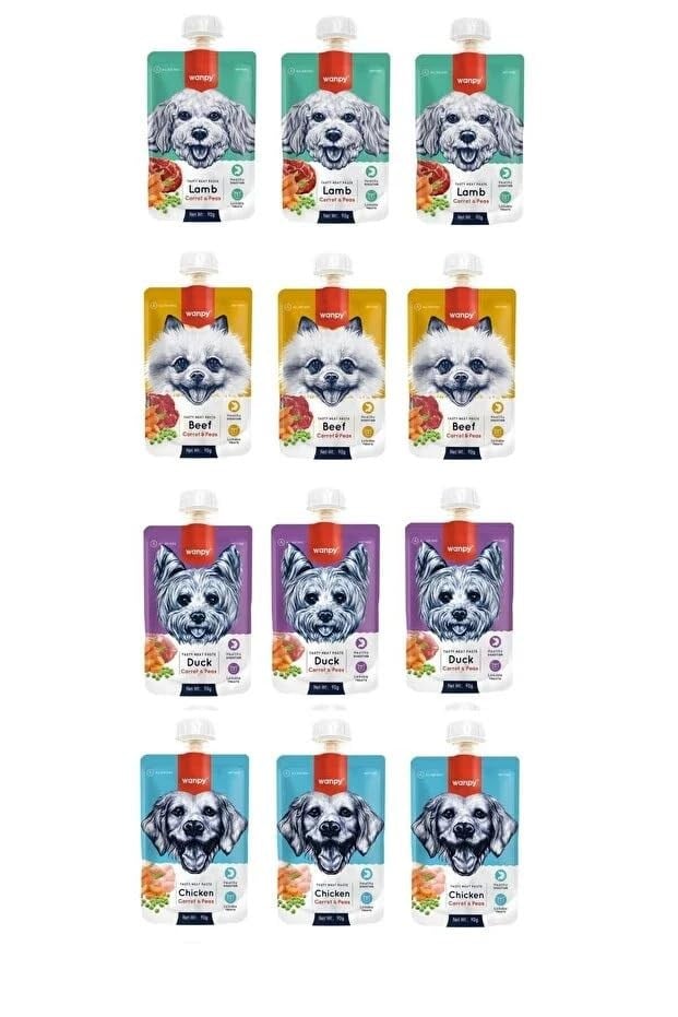 Wanpy 4 Çeşit Karma Köpek Et Ezmesi 90 Gr. X 12 Adet