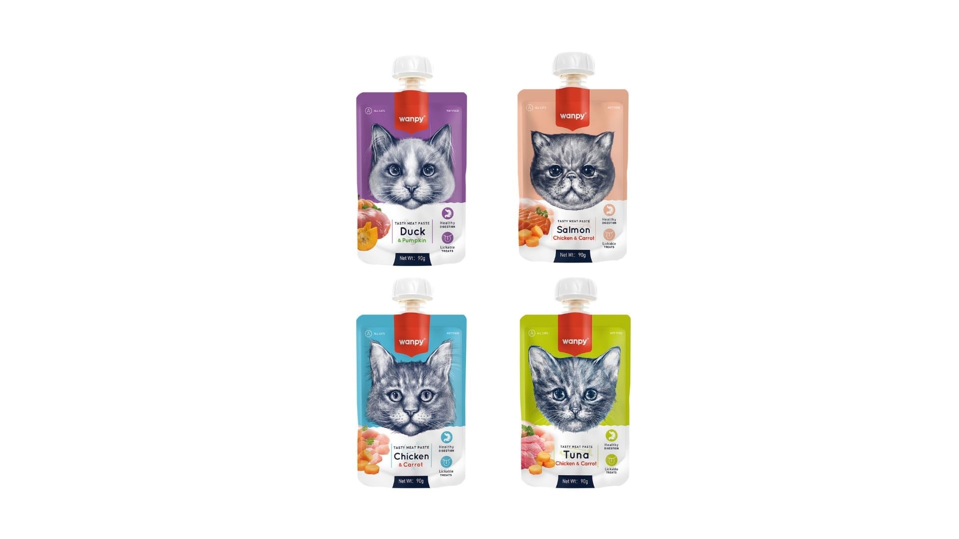 Wanpy 4 Çeşit Kedi Et Ezmesi (90Gr X 4 Adet)
