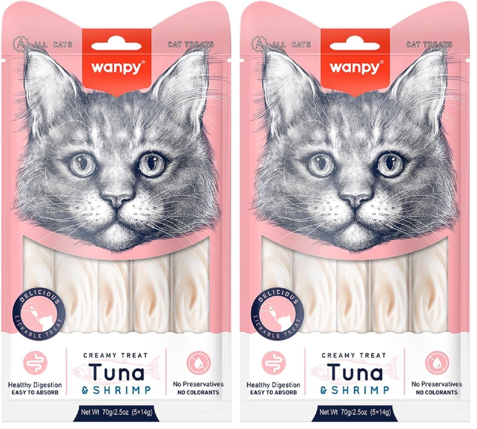 Wanpy Ton Balığı&Karides 5x14 gr Likit Kedi Ödülü 2li paket