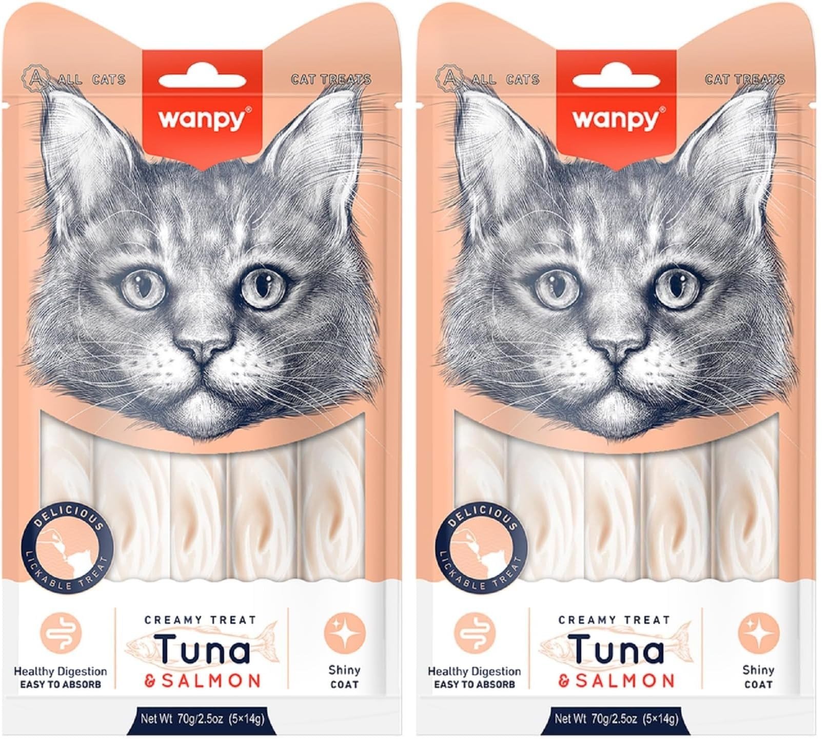 Wanpy Ton Balığı&Somon 5x14 gr Likit Kedi Ödülü 2li paket