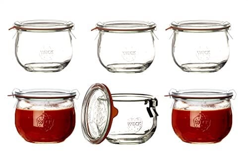 Weck Hava Geçirmez Clip-Close Kapalı Tulip 580 Ml Kapaklı Kap 100 Mm, 6 Adet, Cam, Şeffaf, 6