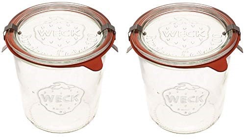 Weck Konserve Kavanozları 742 - Şeffaf Camdan Weck Kalıp Kavanozları - Çevre Dostu Konserve Kavanozu - Gıda için Saklama, Hava Geçirmez Conta ve Kapaklı - 1/2 Litre Uzun Kavanoz Seti - (2 Kavanoz)