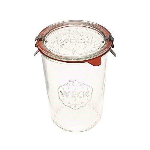 Weck Konserve Kavanozları 743 - Şeffaf Camdan Weck Kalıp Kavanozu - Çevre Dostu Konserve Kavanozu - Kapaklı Gıda Saklama Kabı Hava Geçirmez - 3/4 Litre Uzun Kavanoz - Cam Kapaklı ve Kauçuk Contalı 1 K