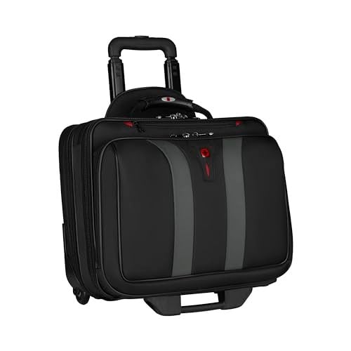 WENGER Granada Trolley dizüstü bilgisayar çantası, 15,6 inçe kadar dizüstü bilgisayar, tekerlekli evrak çantası, düzenleyici, 29 l, kadın, erkek, ofis, iş, seyahat, üniversite, siyah, 600659, Siyah,