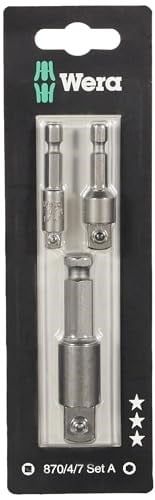 Wera Werkstatt 870/4/7 Set A SB, Alet Şaftları, Bağlantı Parçaları, 3 Parça, gri