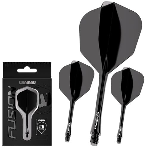WINMAU Darts Fusion Entegre Uçuş ve Şaft Sistemi - No.6 Şekil ve Tasarım - Kısa, Orta ve Orta Seviyelerde Mevcuttur - Siyah, Sarı ve Şeffaf