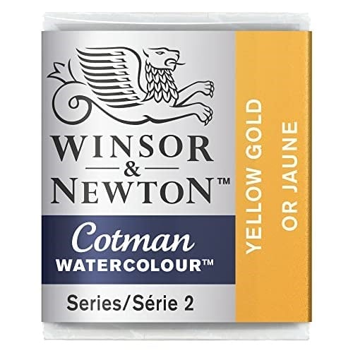 Winsor & Newton 0301088 Cotman metalik sulu boya, stüdyo suluboya, canlı yüksek kaliteli renkler, çok iyi işleme özellikleri, 1/2 kap - sarı altın