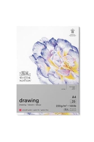 Winsor & Newton 6689741 çizim kağıdı blokta – 25 yaprak A4, 220 g/m², ince granülasyon, doğal beyaz, asit içermez, arşivlenebilir kalite,  - Seçenekler: DIN A2, A3 - 25 Blatt Zeichenpapier im Block...