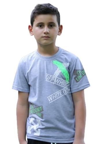 X Baskılı%100 Pamuk Erkek Çocuk T-shirt 9-16 Yaş