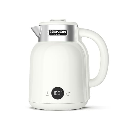 Xenon Smart Akıllı Kettle Paslanmaz Çelik Çift Katmanlı Wi-Fi Mobil Uygulama ile Uzaktan Kontrol Edilebilen Otomatik Kapanma Hızlı Kaynatma Kaçak Akım Korumalı Su Isıtıcı 1.5 Lt (Krem) X7101