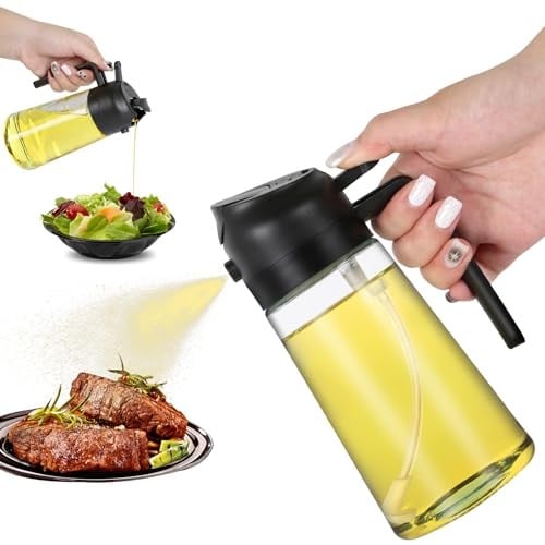 Yağ Püskürtme Şişesi, 2'li Yağ Dağıtıcı ve Püskürtücü, Mutfak için 470ml Yağ Şişesi, Hava Fritözü, Barbekü Salata ve Biftek için Yağ Püskürtme Şişesi'
