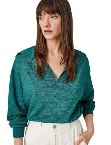 Yarım Fermuarlı Sweatshirt Dik Yaka