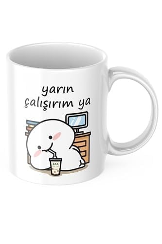 Yarın Çalışırım Komik Kupa Bardak Komik Yazılı Hediyelik Çay Kahve Kupası