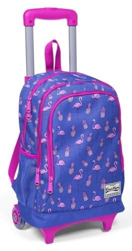 Yaygan Coral High Işıklı Tekerlekli İlkokul Çantası - Mavi Flamingo - Kız Çocuk