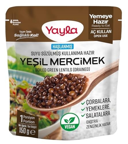 Yayla Haşlanmiş Suyu Süzülmüş Yeşil Mercimek 150 G Tekli Paket