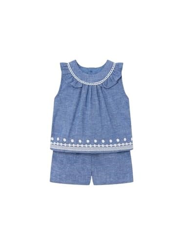 Yazlık Kız Bebek Bluz Şort Set Mavi 84 12AY