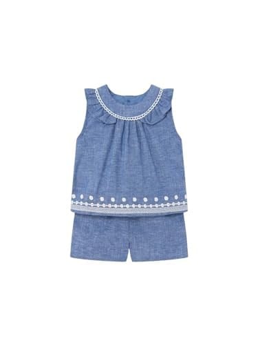 Yazlık Kız Bebek Bluz Şort Set Mavi 84 12AY