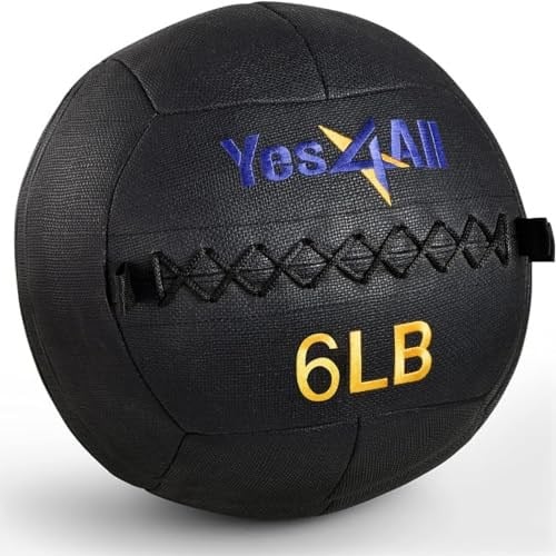 Yes4All Duvar Topu, Dinamik Çok Fonksiyonlu Egzersiz için, Yumuşak, Deri, Ağırlıklı, Demir Kumlu Sağlık Topu, 2,7 kg - 13 kg - Seçenekler: 5,4 kg, 6 kiloluk