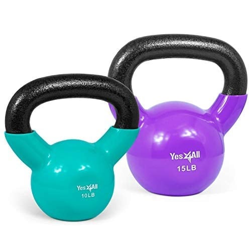 Yes4All Kettlebell Seti, Vinil Kaplama, Kombo, Tüm Vücut İçin, Egzersiz Ekipmanları, Şınav, Kavrama Gücü Egzersizi, Dambıl Ağırlık Egzersizleri