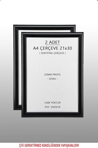 yhfoto 2 Adet 21x30 Siyah 22mm Profil Fotoğraf A4 Siyah 21 x 30