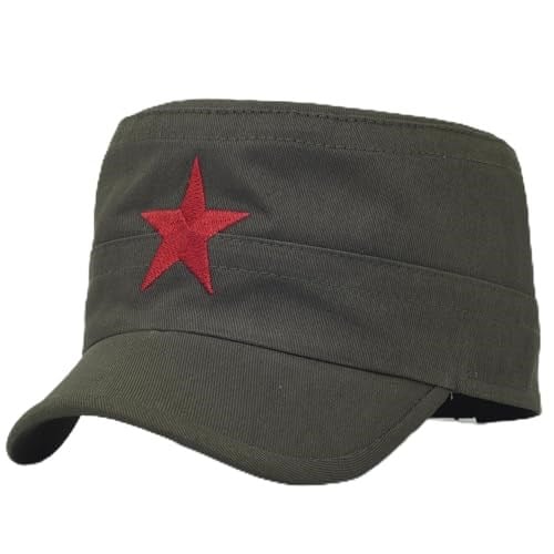 Yıldızlı Fidel Castro Che Guevara Şapkası Yeşil Renk