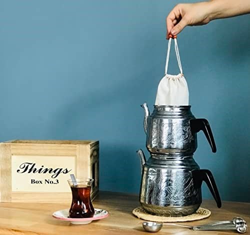 yofu yoga and food Yıkanabilir Kumaş Çay Kesesi - Organik, Ekolojik,%100 Ham Ağartılmamış Ham Pamuk (Demlik Boy) - Seçenekler: Bardak Boy, Demlik Boy