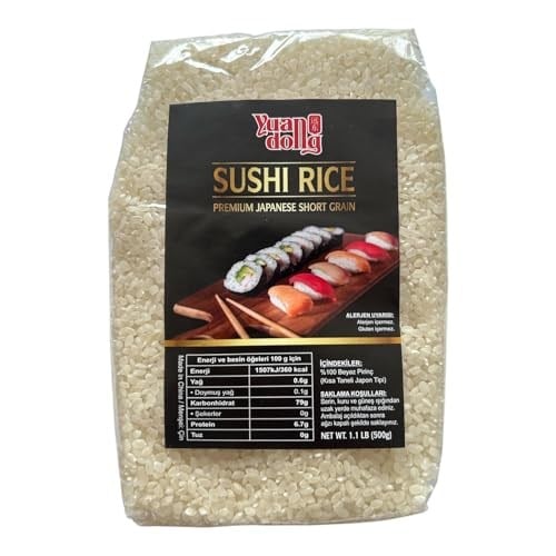 Yuandong Sushi Pirinci 500 gr | Japon Tarzı Kısa Taneli Pirinç | Sushi, Onigiri ve Asya Yemekleri İçin İdeal