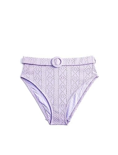 Yüksek Bel Bikini Altı Kemer Detaylı Dokulu