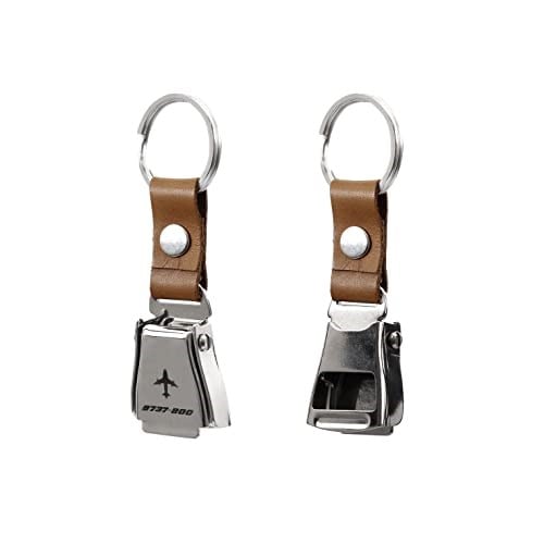 Zekupp Boeing 737 Uçak Modelli Emniyet Kemeri Anahtarlık Gümüş Renk, Dana Derisi Kırmızı Renk Havacılık Anahtarlık, Şişe Açacağı Özelliği (ZU-
