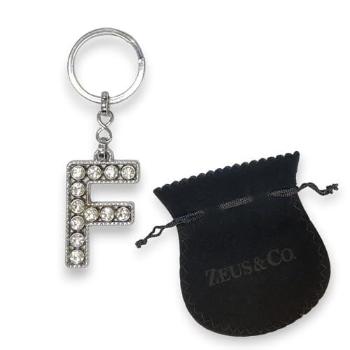 Zeus&Co. F Harfi Taşlı Anahtarlık Hediye Kesesi ile Birlikte