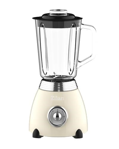 ZLN1207 Retro stand blender, 1,5 l cam hazneli, parçalayıcı, Smoothie makinesi, mikser, paslanmaz çelik bıçak, 2 hız ve nabız fonksiyonu, paslanmaz çelik gövde, güçlü mikser, vintage tasarım
