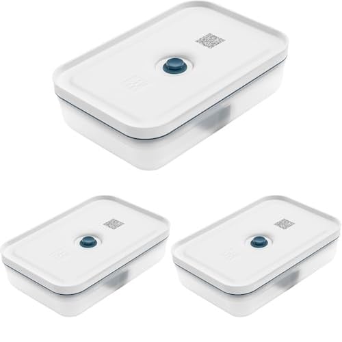 Zwilling Fresh & Save Vakumlu Yemek Taşıma Kabı, L Düz, Plastik, Yari Şeffaf-Akdeniz Mavisi 3lü paket