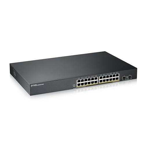Zyxel 24-Port 10/100/1000 Gigabit PoE Switch | Smartmanaged | Rack Mount | 24 PoE + Port | 170 Watt | 2 SFP Port | VLAN, IGMP, QoS [GS1900-24HP]