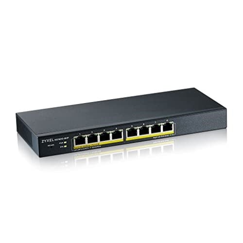Zyxel 8 Port Gigabit PoE Switch | Smart Managed | Masa/Duvar Montajı ve Fansız Tasarım | 70 W Bütçe ile 8 PoE+ Bağlantı Noktası  - Seçenekler: 8-port PoE+ (70W) v3, 16GB Kit, 24-Port | 2x SFP, 48-Port