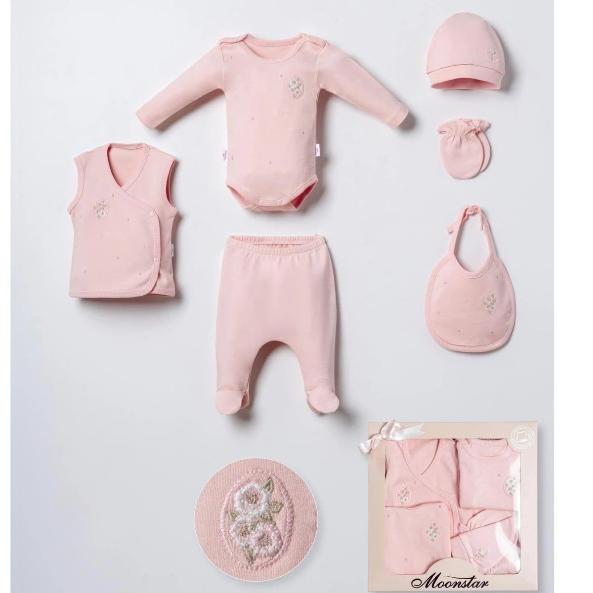 Kız Bebek Nakışlı 0-3 Ay 6'lı Set