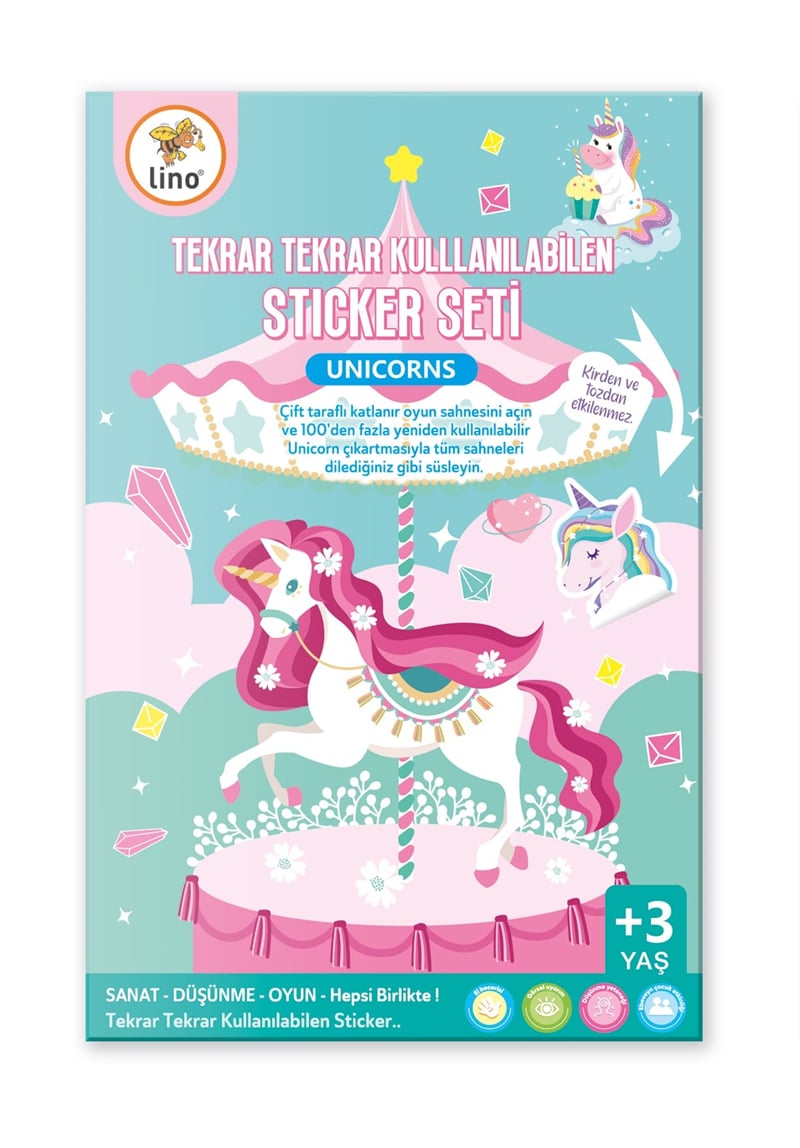LİNO TEKRAR TEKRAR KULLANILABİLEN STICKER SETİ UNICORNS