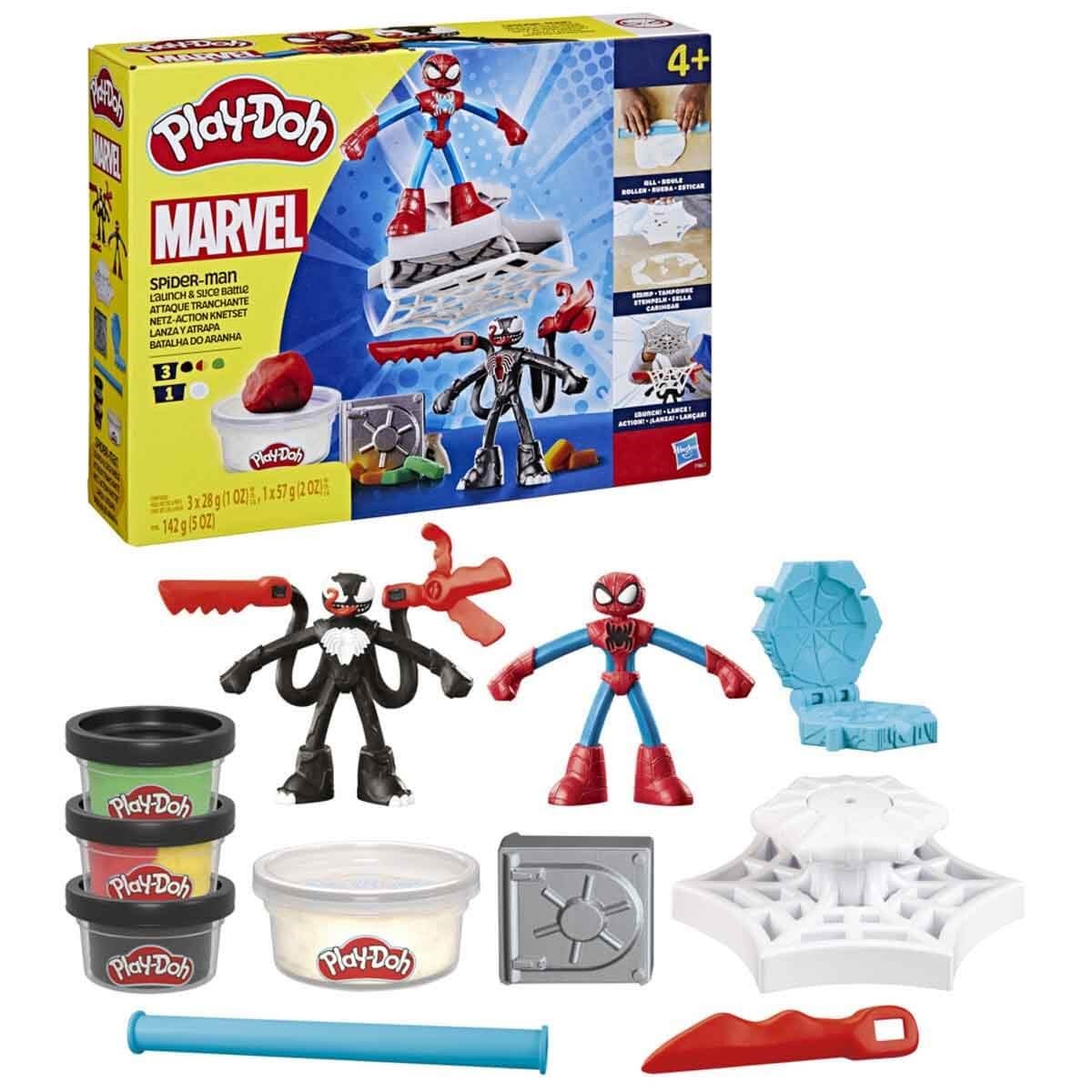 Play-Doh Spiderman Fırlatma ve Dilimleme Savaşı Oyun Seti