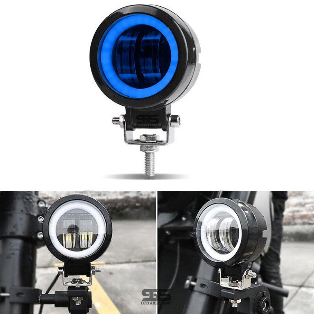 Angel Motosiklet Led Sis Farı 1 Adet Mavi 12v Off Road Led Tepe Sis Lambası