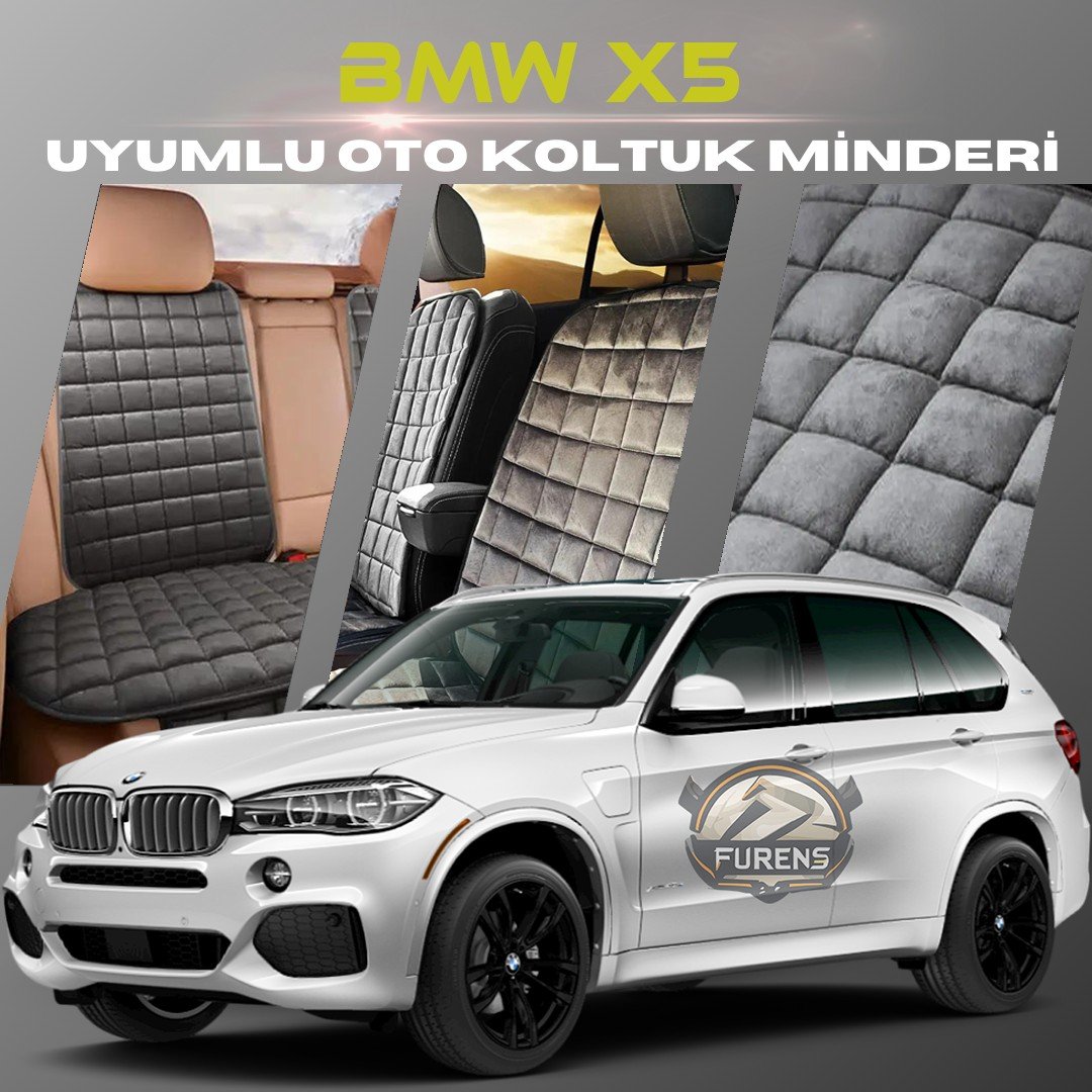 Bmw X5 Antrasit Renk Tay Tüyü Cepli & Terletmez Sırtlı Oto Koltuk Minder Seti - Koltuk Koruma Kılıfı (ÖN & ARKA TAM SET)