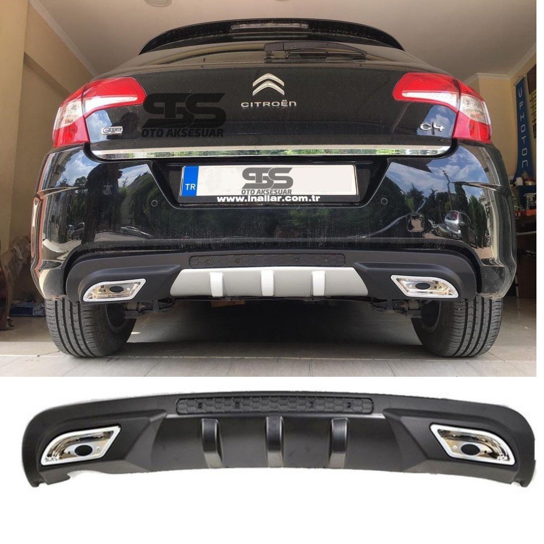 Citroen C4 Difüzör Arka Tampon Eki 2 Egzoz Çıkışlı Siyah