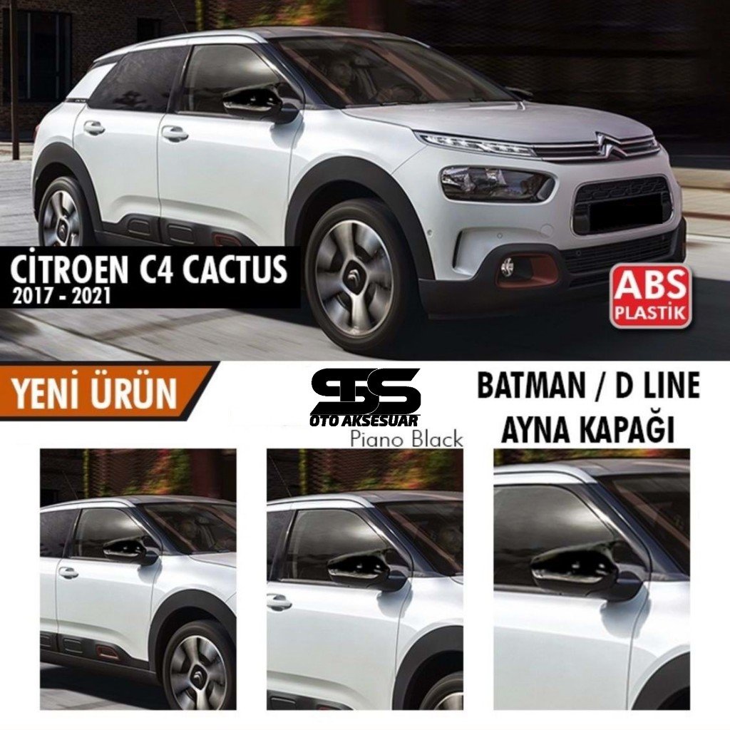 Citroen Cactus Batman Yarasa Ayna Kapağı Piano Black / 2017-2021