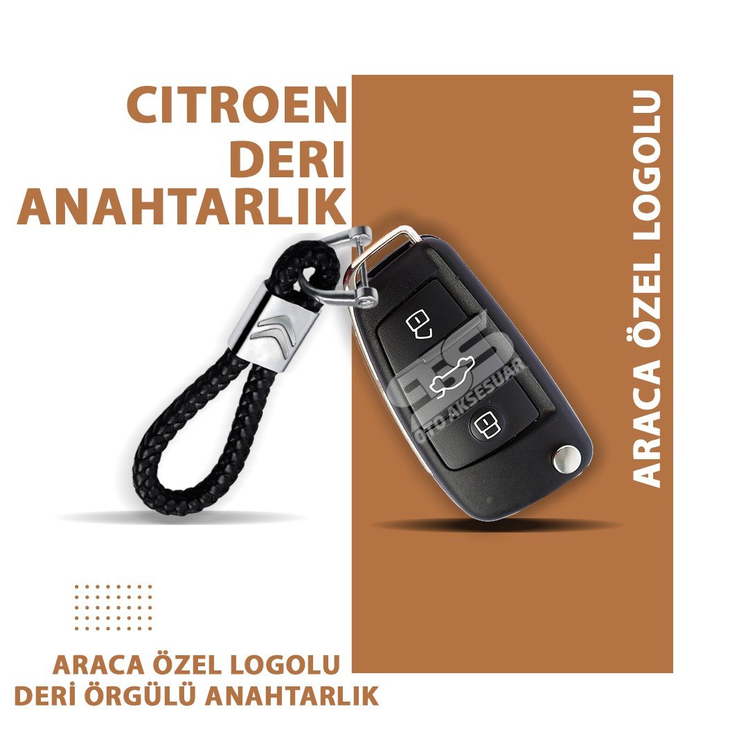 Citroen Gerçek Deri Örgü Anahtarlık