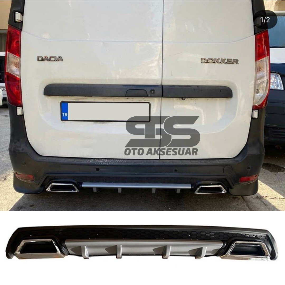 Dacia Dokker Difüzör Arka Tampon Eki 2 Egzoz Çıkışlı Gri Lüx Tip