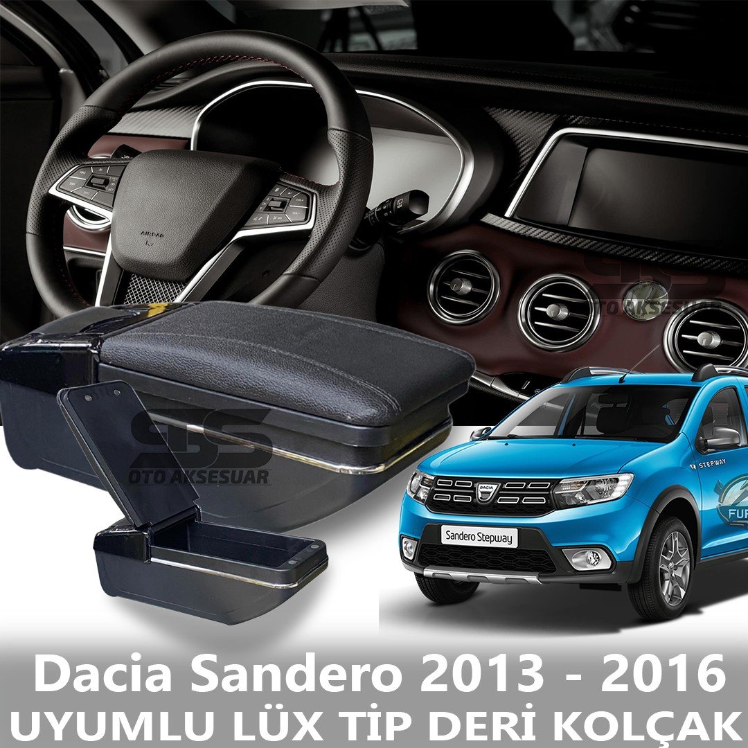 Dacia Sandero 2013 - 2016 Uyumlu Premium  Deri Kol Dayama Kolçak Lüx Tip 