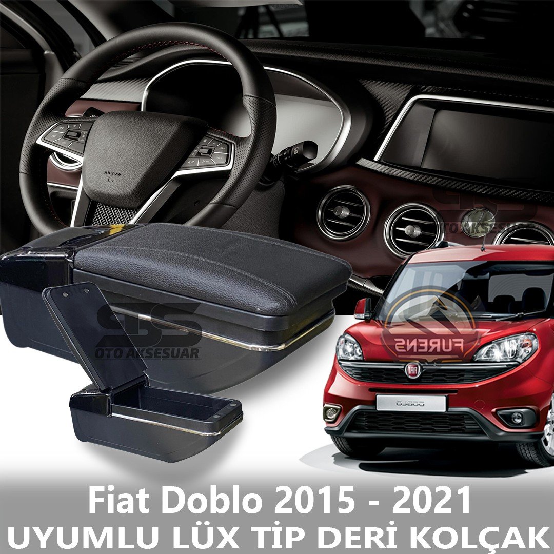 Fiat Doblo 2015 - 2021 Uyumlu Premium  Deri Kol Dayama Kolçak Lüx Tip 