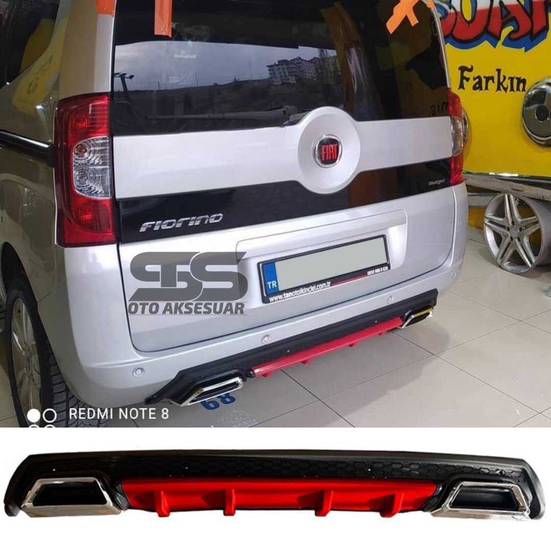 Fiat Fiorino Difüzör Arka Tampon Eki 2 Egzoz Çıkışlı Kırmızı Lüx Tip